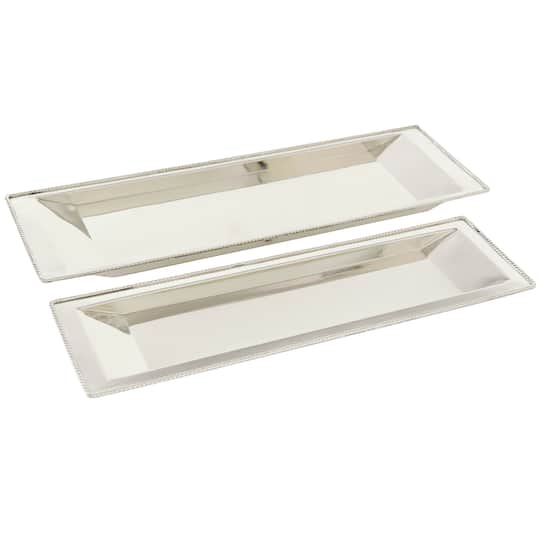 Set of 2" White Stainless Steel Traditional Tray, 22", 25"